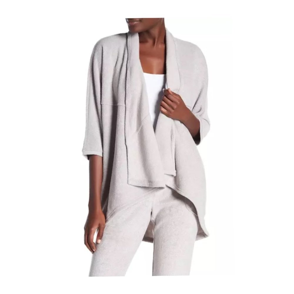 Shimera Cozy Fleece Cardigan In Grey Opal Marl